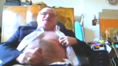 Suited Grandpa Cum On His Pants