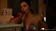 Hot babe Sophie Paris having horny solo toy masturbation