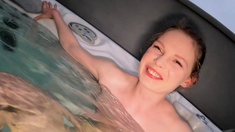 Skinny Hot Teen Underwater Jacuzzi On A Snowy Day