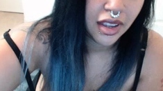 Brunette amateur babe strips off and masturbates