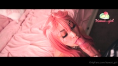 Amateur redhead masturbates then gives a blowjob