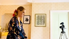 Amateur Blonde Chick Strips To Thong