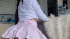 Sexy teen stripping panties and masturbating