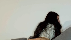 Lovely Amateur teen brunette masturbating outdoor