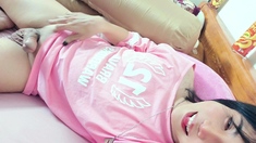 Asian teen strips and fucks her toys
