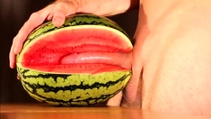 Muscular Stud Fucks and Cums on Watermelon
