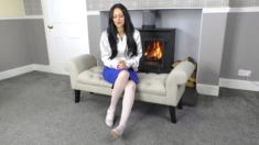 Glossy White Pantyhose Feel Amazing With Cassie Clarke
