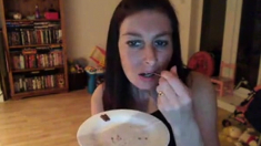 British amateur enjoys some cum on her chocolate cake