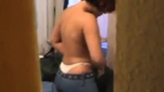 Sexy big butt red head changing