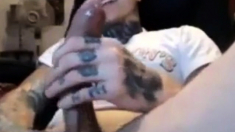 Latin Tattoo Biggest Cock Cumshot