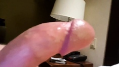 Jerking off in hotel. Big cum shot. Hairy Bear