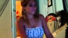 Natural blonde teen stripping