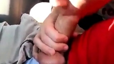 Blonde boy sucks daddy in the car