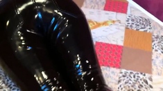 Squeezingmy ass in shiny vinyl pants