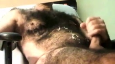 very hairy man cumming